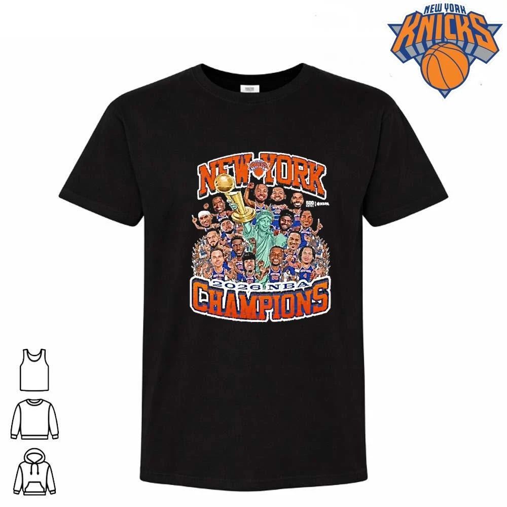New York Knicks Nba Finals 2026 Champions Team Caricature Shirt