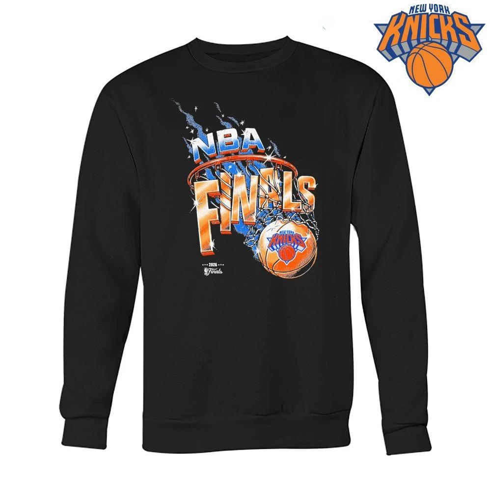 New York Knicks Basketball Net Rim Retro Sparkle Graphic NBA Finals 2026 Shirt