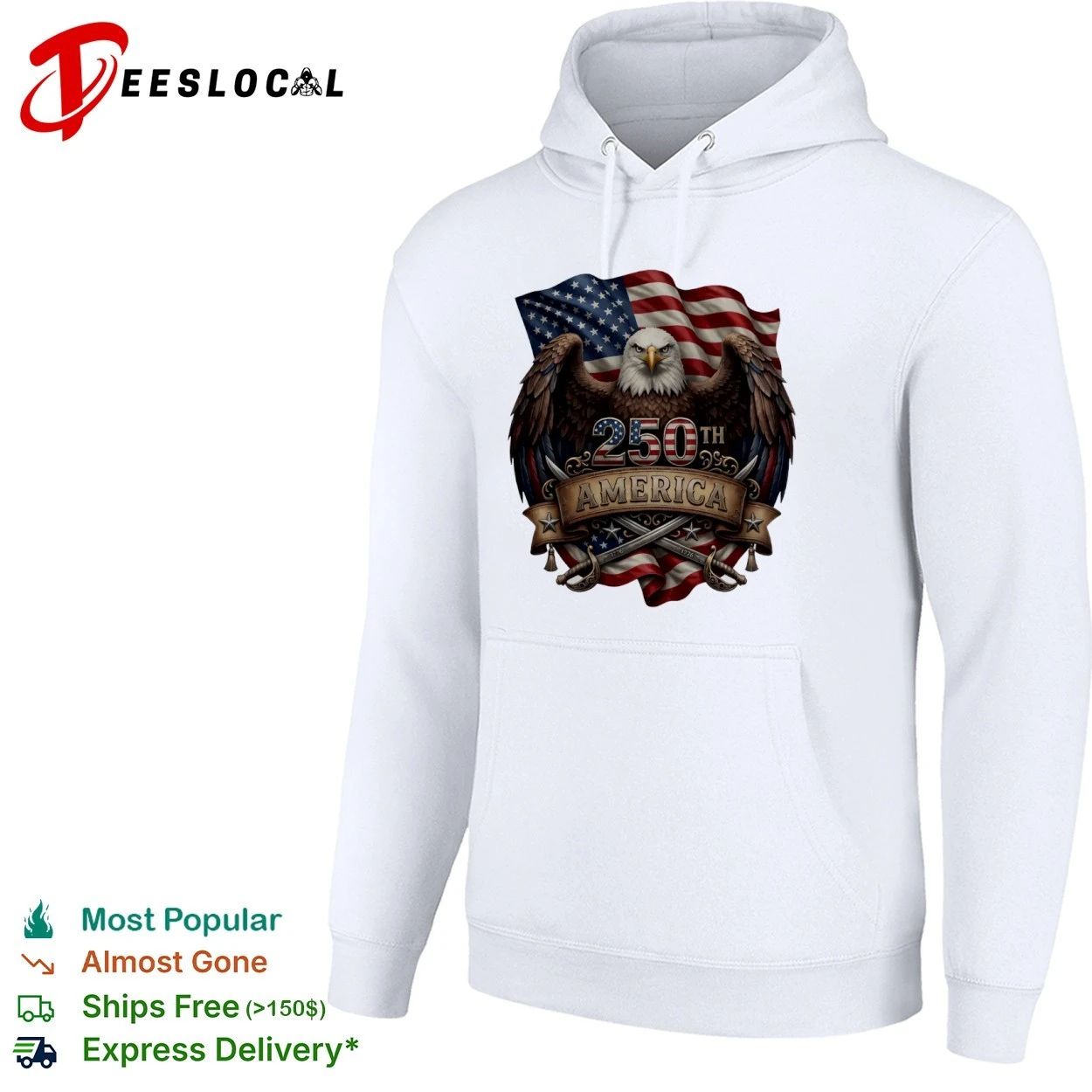 America 250th Anniversary Patriotic Bald Eagle USA Flag T-shirt