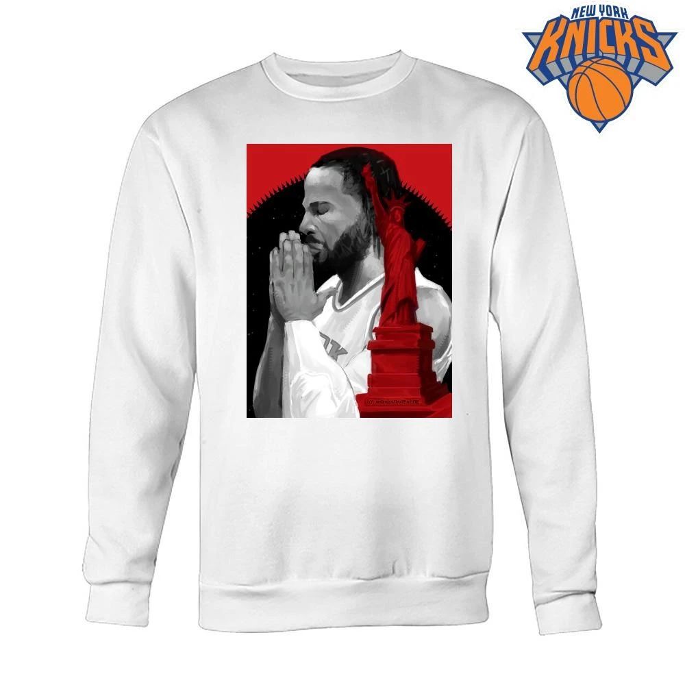 New York Knicks Jalen Brunson Praying Red Statue of Liberty Basketball Art NBA Finals 2026 Shirt