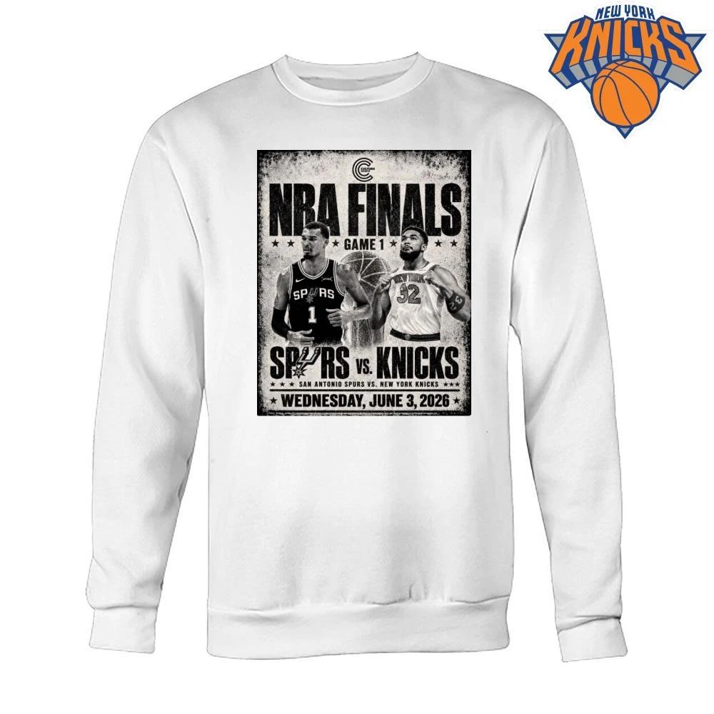 NBA Finals 2026 Game 1 San Antonio Spurs vs New York Knicks Victor Wembanyama Karl Anthony Towns Vintage Poster Shirt