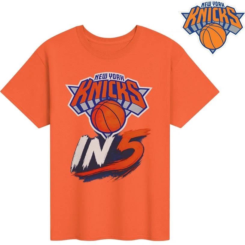 New York Knicks In 5 Retro Orange Basketball Playoffs NBA Finals 2026 Shirt