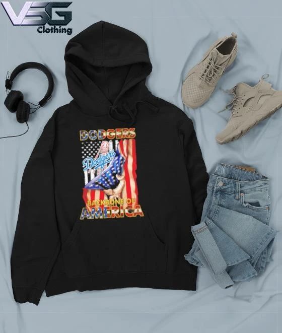 Los Angeles Dodgers Backbone Of America Flag T-Shirt