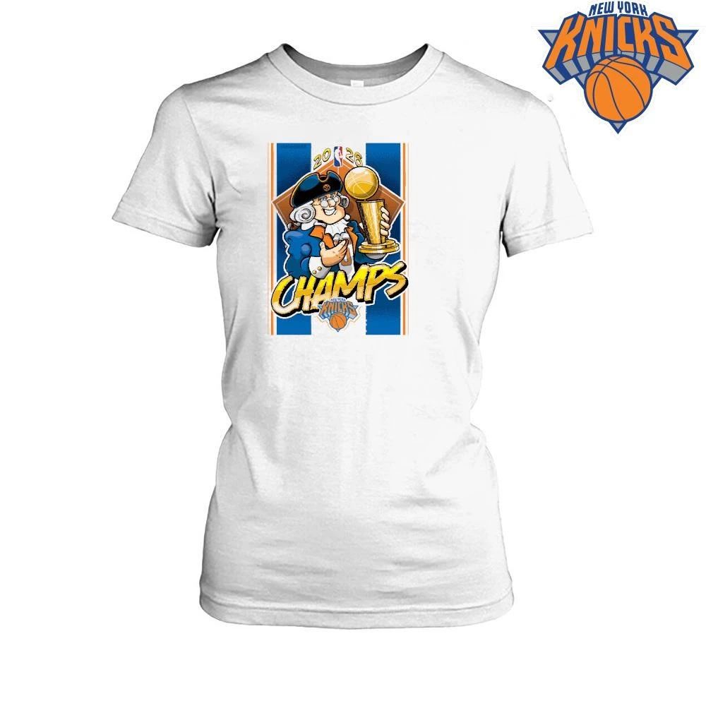 New York Knicks Champions NBA 2026 Father Knickerbocker Mascot Trophy Cartoon Shirt