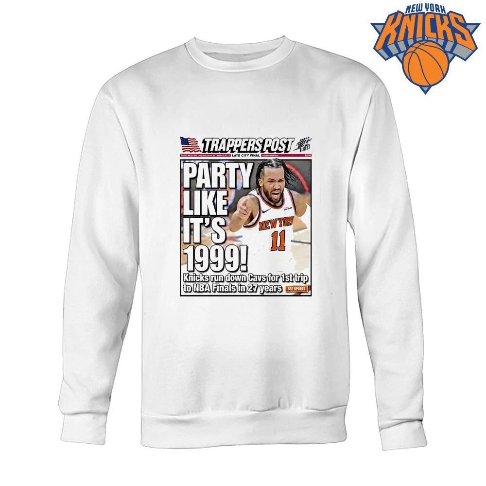 New York Knicks Jalen Brunson 11 Trappers Post Newspaper Party Like It Is 1999 Meme Graphic NBA Finals 2026 Shirt