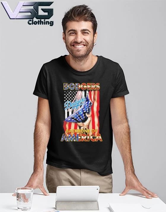 Los Angeles Dodgers Backbone Of America Flag T-Shirt