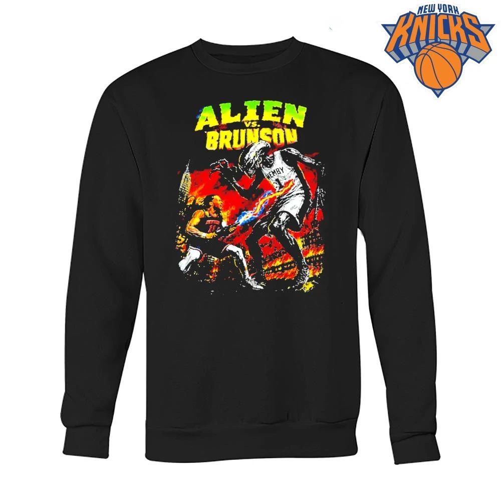 Alien Vs Brunson Victor Wembanyama Jalen Brunson New York Knicks San Antonio Spurs Vintage Graphic NBA Finals 2026 Shirt