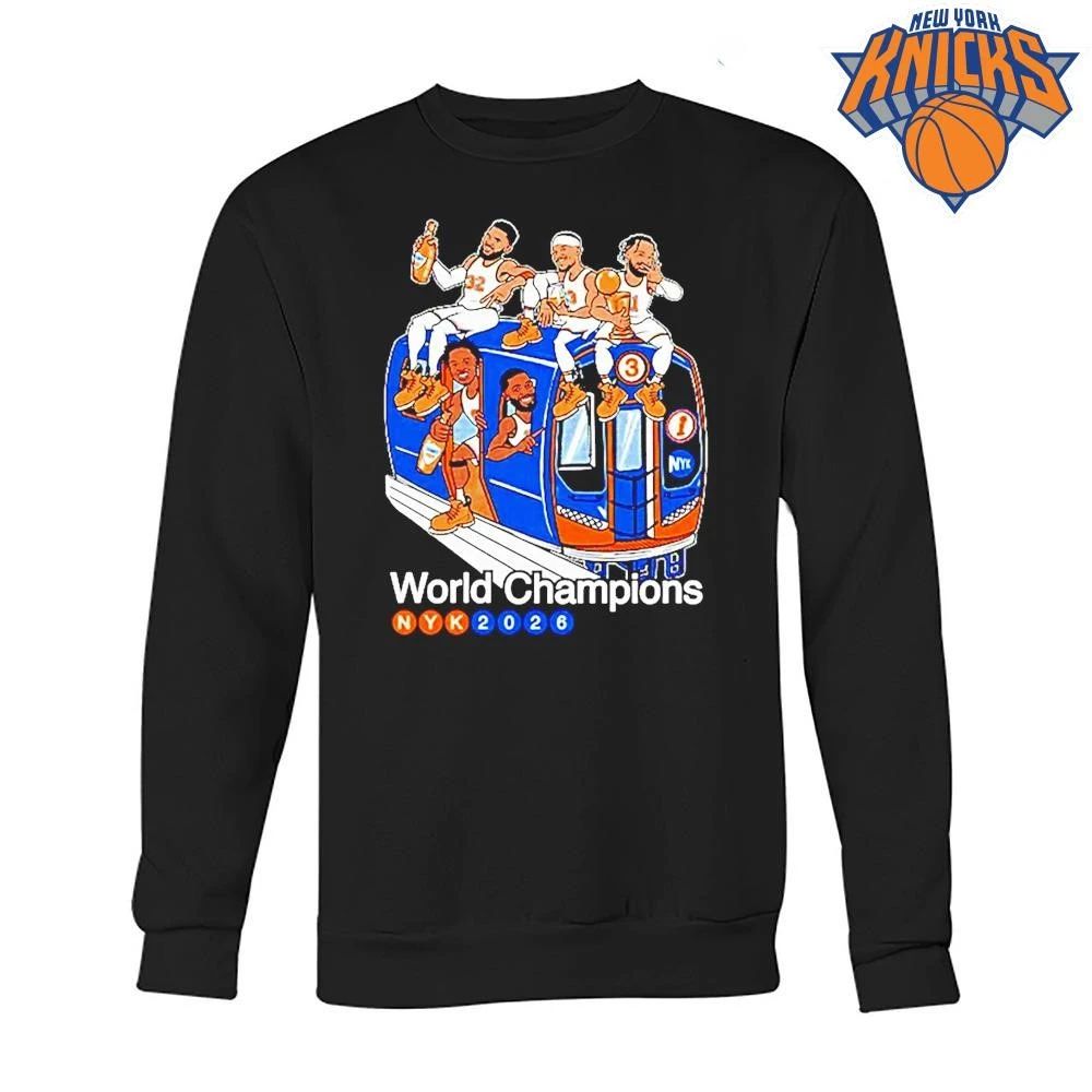 New York Knicks 2026 Nyk World Champions Duckboat Subway Cartoon Shirt