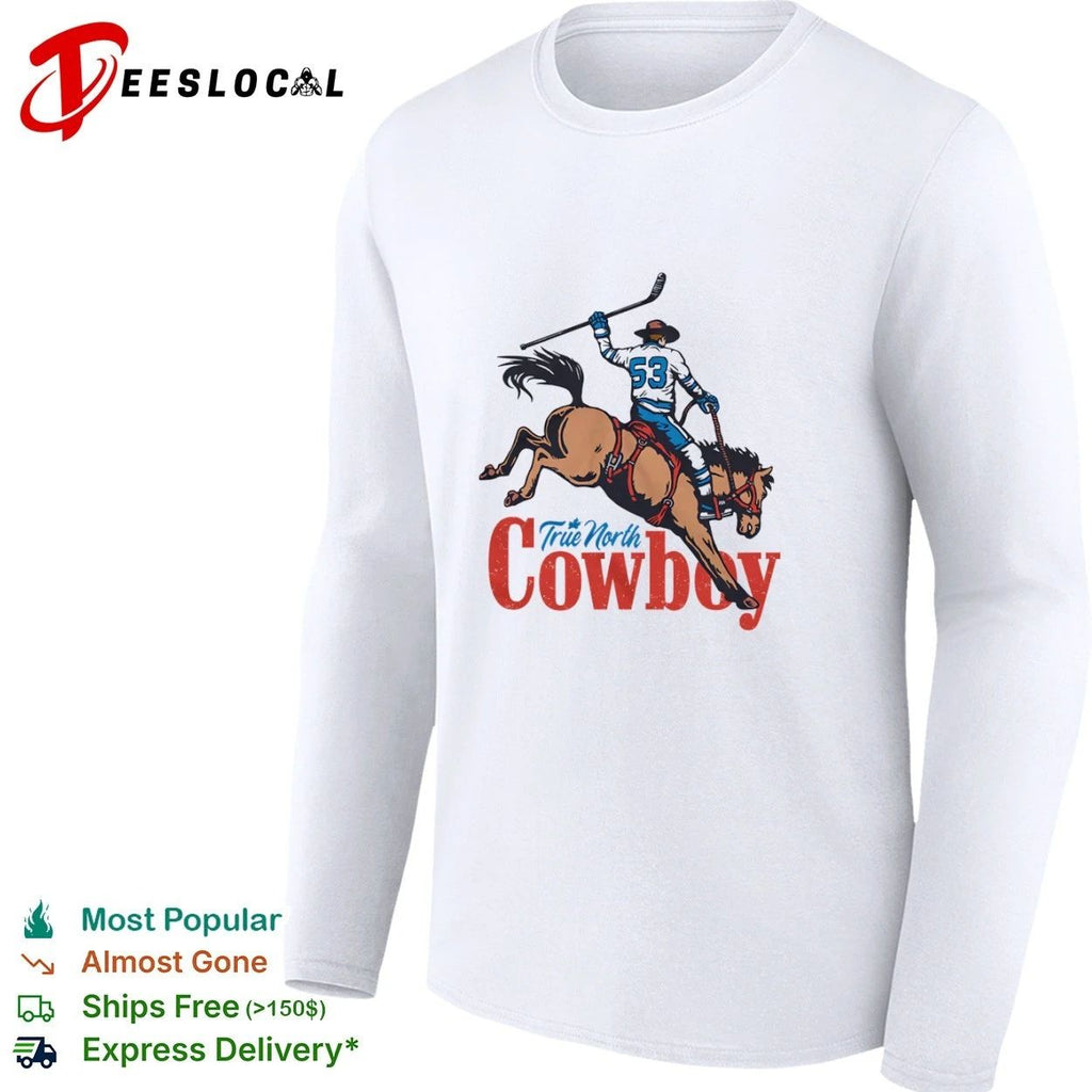 True North Cowboy Hockey Player Riding Bucking Horse T-shirt
