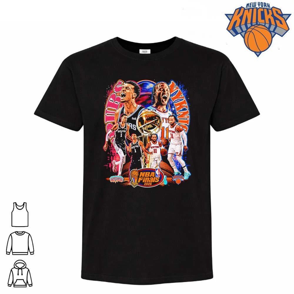 NBA Finals 2026 Game 1 San Antonio Spurs vs New York Knicks Jalen Brunson Victor Wembanyama Bootleg Vintage Graphic Shirt