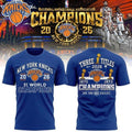 New York Knicks 3-Time Champions NBA 2026 Two Sided Shirt