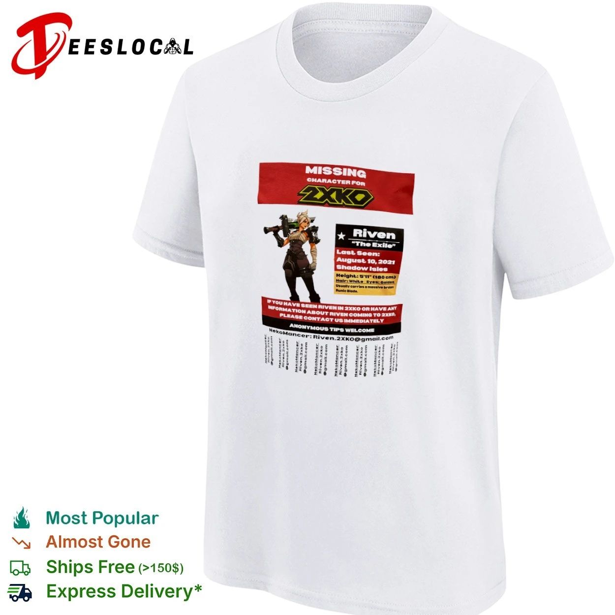 Missing Character for 2XKO Riven the Exile T-shirt