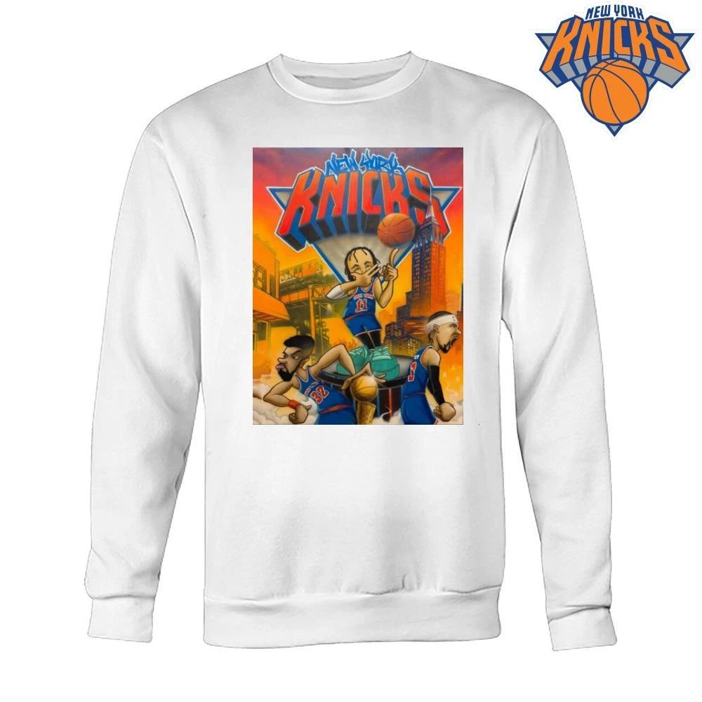 New York Knicks Champions NBA 2026 Jalen Brunson Josh Hart Karl Anthony Towns Cartoon Shirt