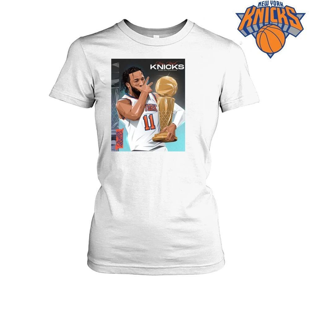 New York Knicks Jalen Brunson 11 Champions NBA 2026 Trophy Graphic Tee Shirt