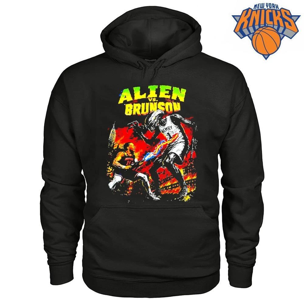 Alien Vs Brunson Victor Wembanyama Jalen Brunson New York Knicks San Antonio Spurs Vintage Graphic NBA Finals 2026 Shirt