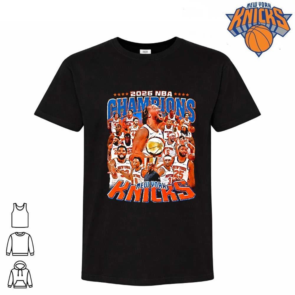 New York Knicks 2026 NBA Champions Huge Team Roster Celebration Vintage Shirt