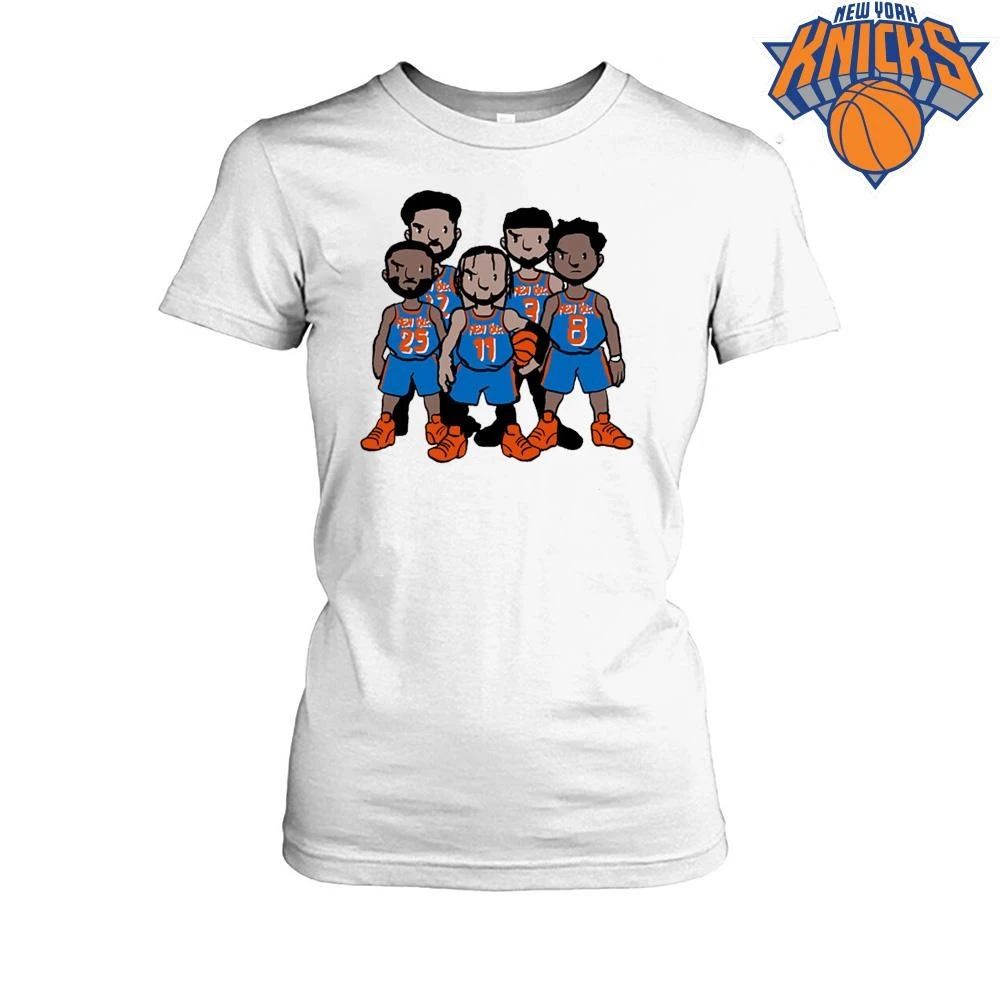 New York Knicks Starting Five Players Chibi Caricature Cartoon Basketball NBA Finals 2026 Shirt