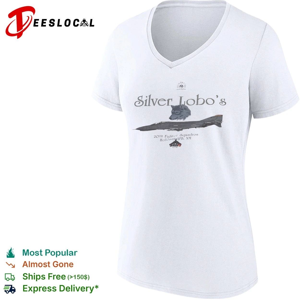 Baddude Sportswear Silver Lobo’s 20th Fighter Squadron Holloman AFB NM T-shirt