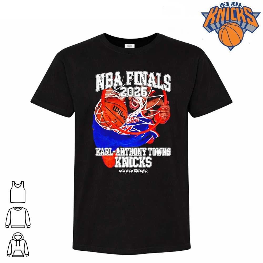 Karl Anthony Towns KAT New York Knicks Slam Dunk Rim View Vintage New York Takeover NBA Finals 2026 Shirt