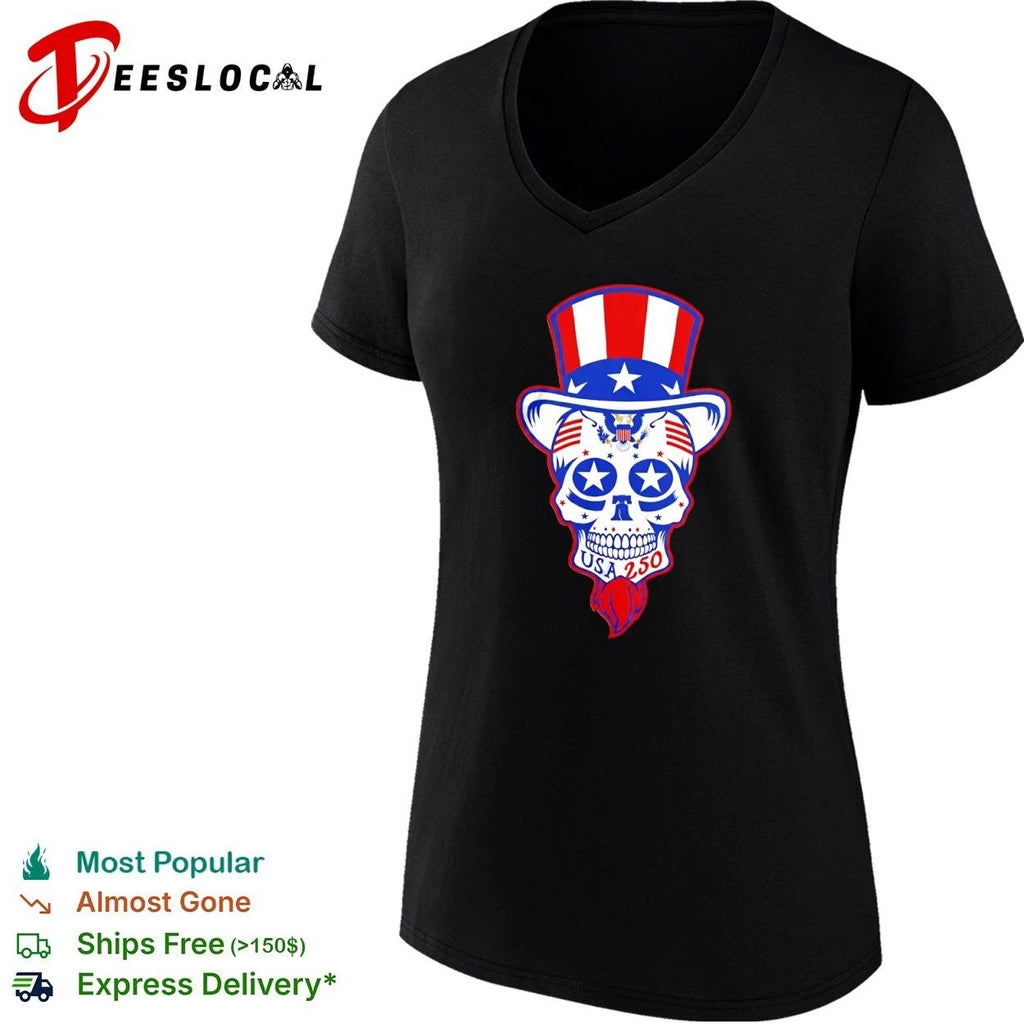 Uncle Sam Patriotic Dead Head USA 250 T-shirt