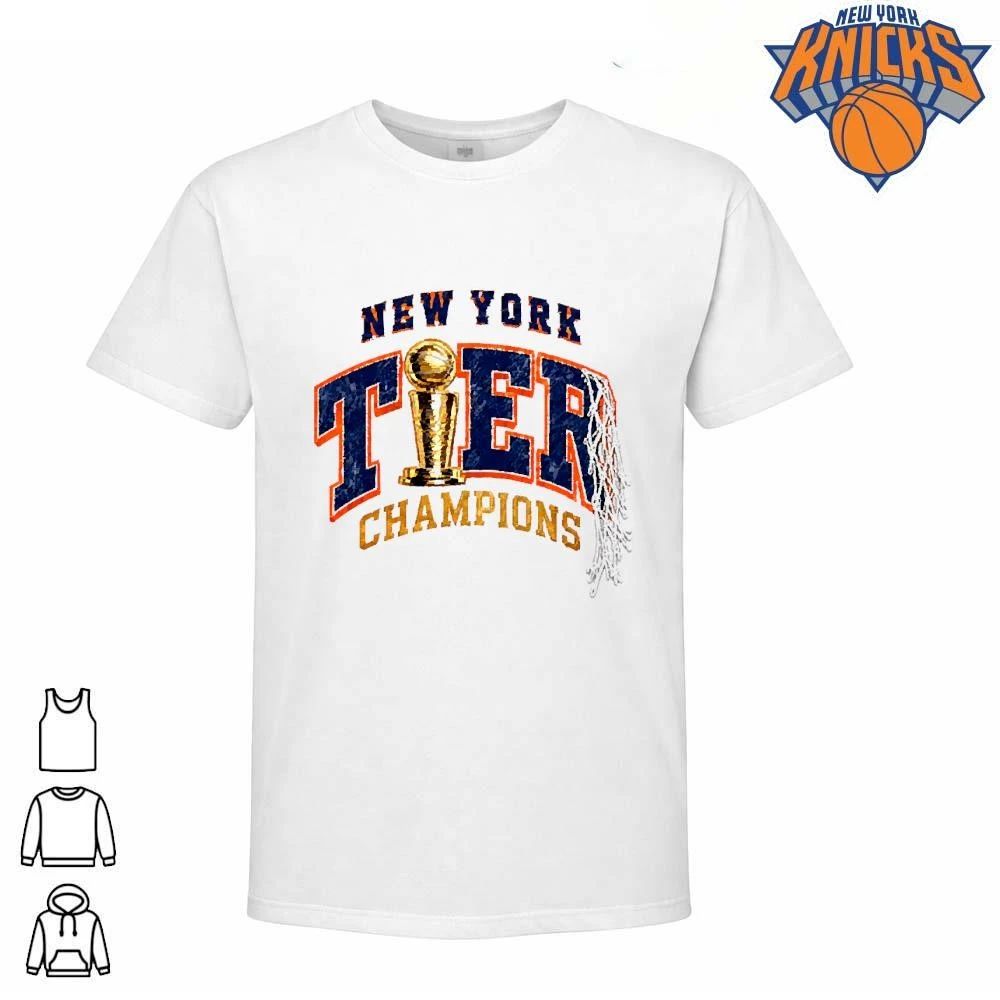 New York Knicks Champions NBA 2026 Tier Trophy Basketball Net Vintage Font Shirt