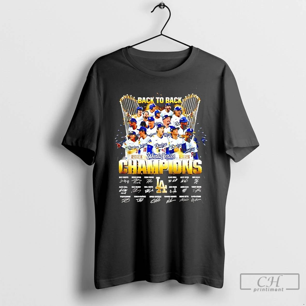 Classic 2025 World Series Champions Los Angeles Dodgers Back2back Signatures T Shirts