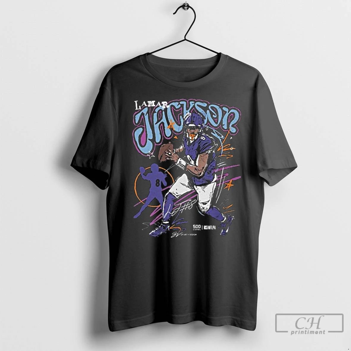 Classic Lamar Jackson Baltimore Scribble Signature Long Sleve