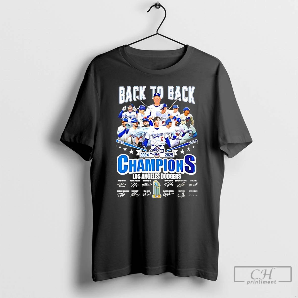 Classic Los Angeles Dodgers 2025 World Series Champions Back2back Signatures T Shirts