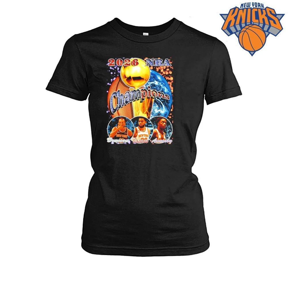 New York Knicks Champions NBA 2026 Jalen Brunson Karl Anthony Towns OG Anunoby Vintage Bootleg Basketball Shirt