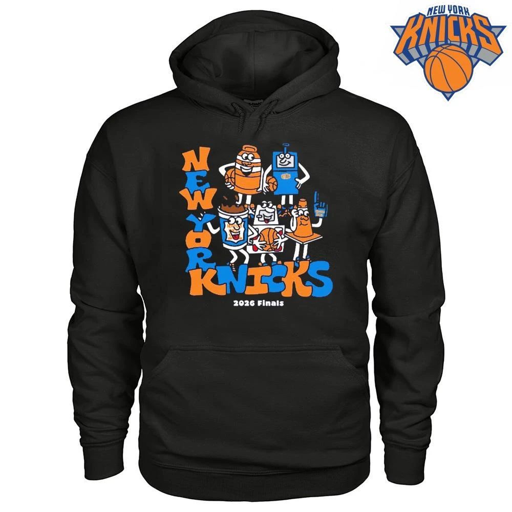 New York Knicks 2026 NBA Finals Retro Cartoon Basketball Fan Apparel Shirt