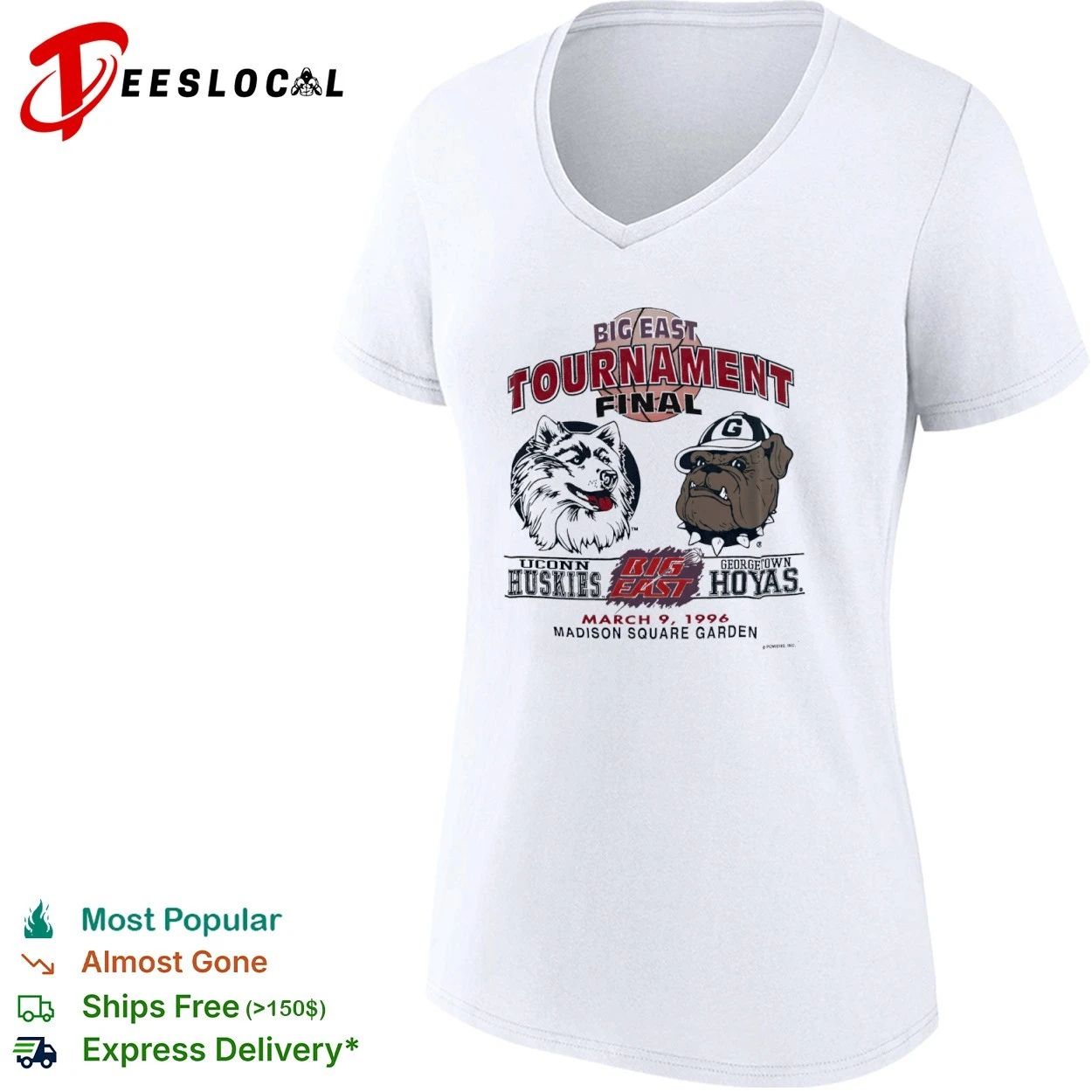 Big East Tournament Final UConn Huskies vs Georgetown Hoyas March 9 1996 Madison Square Garden T-shirt