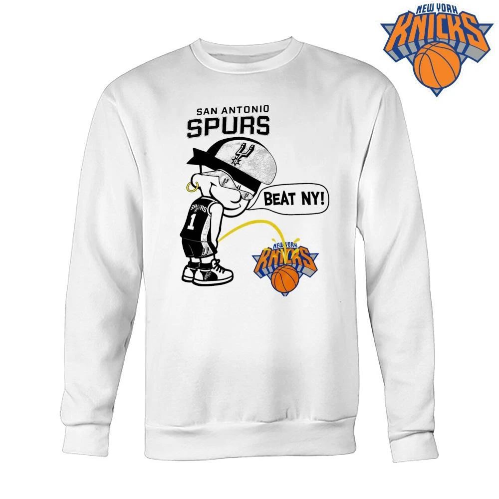San Antonio Spurs Calvin Peeing On New York Knicks Logo Beat NY Funny Parody Graphic NBA Finals 2026 Shirt