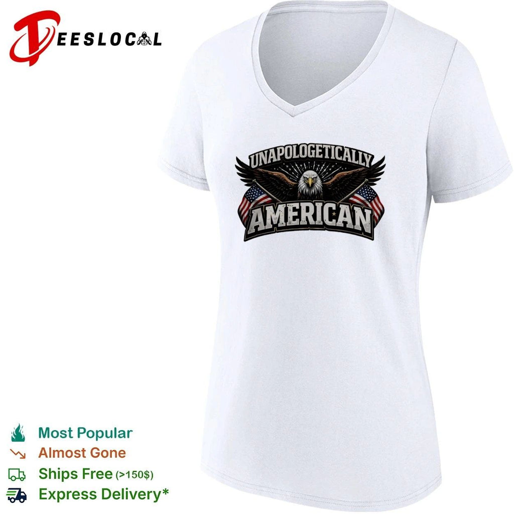 Unapologetically American Patriotic Bald Eagle USA Flags T-shirt