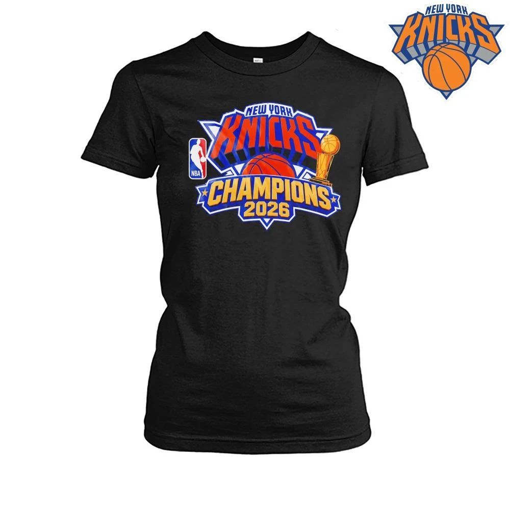 New York Knicks Champions Larry O Brien Trophy NBA Finals 2026 Shirt