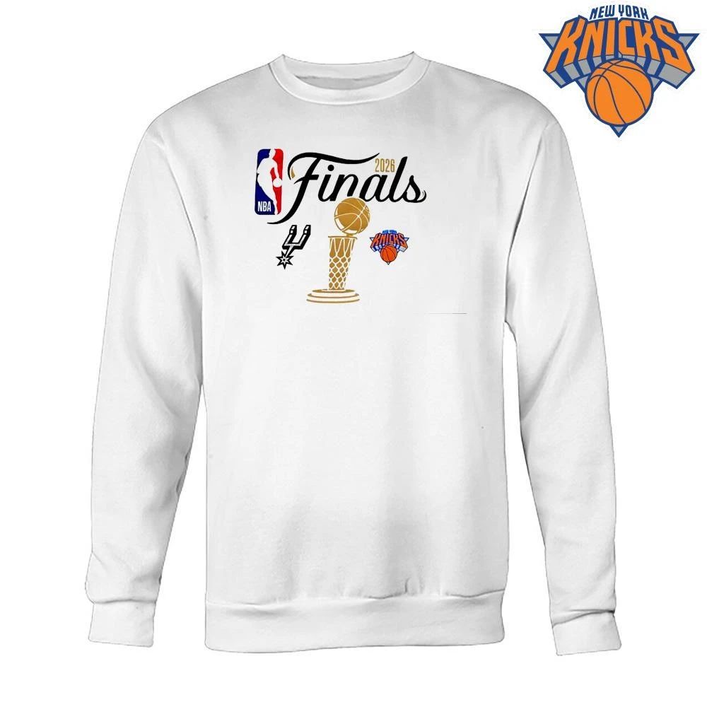 New York Knicks vs San Antonio Spurs Larry O Brien Trophy Basketball Championship NBA Finals 2026 Shirt