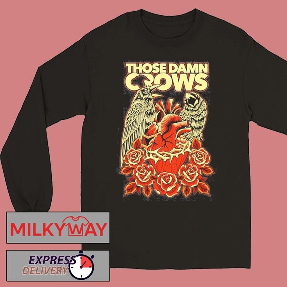 Those Damn Crows Heart & Roses Crow shirt