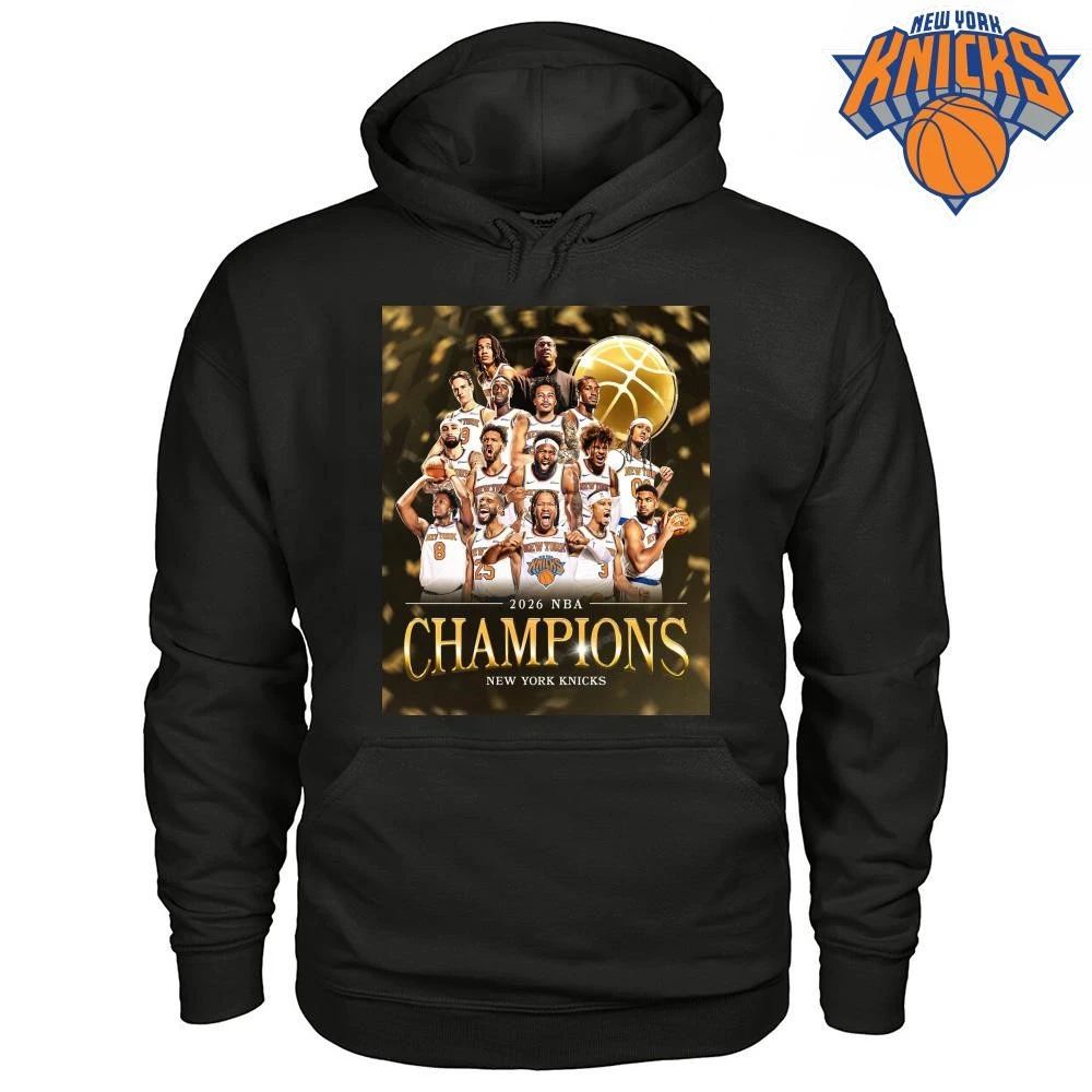 New York Knicks Champions NBA 2026 Team Roster Gold Basketball Shirt