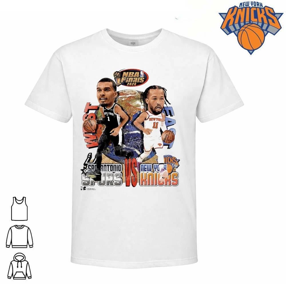 San Antonio Spurs Victor Wembanyama Vs New York Knicks Jalen Brunson East West Earth Vintage Graphic NBA Finals 2026 Shirt