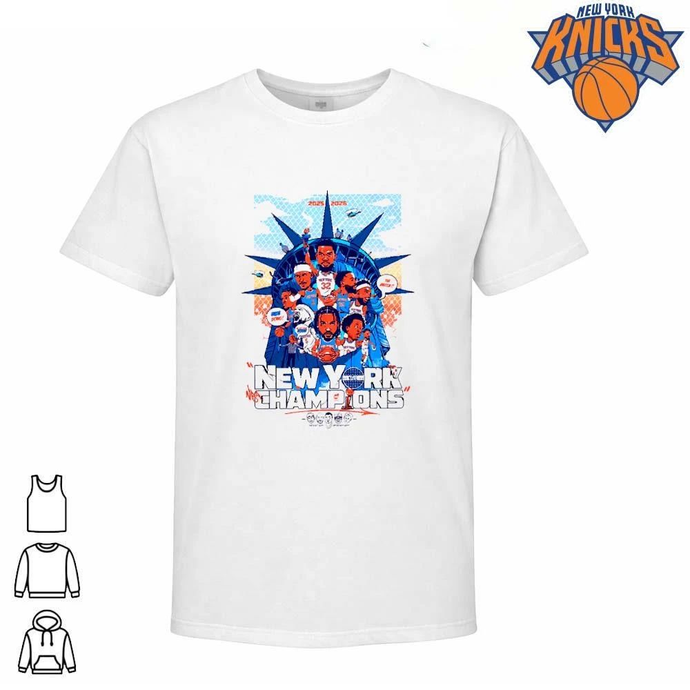 New York Knicks Champions NBA 2026 Team Players Statue Of Liberty Shirt