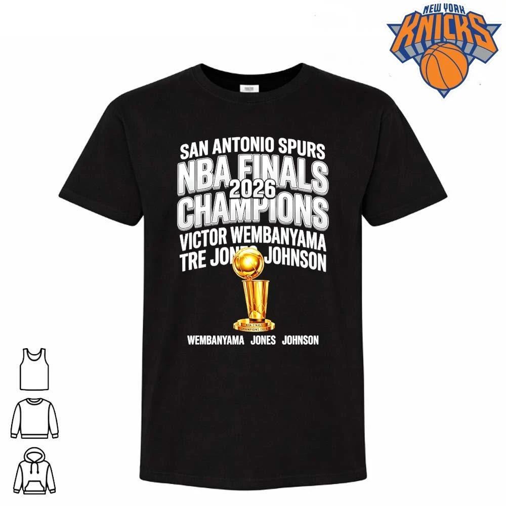 San Antonio Spurs NBA Finals 2026 Champions Victor Wembanyama Trophy Graphic Shirt