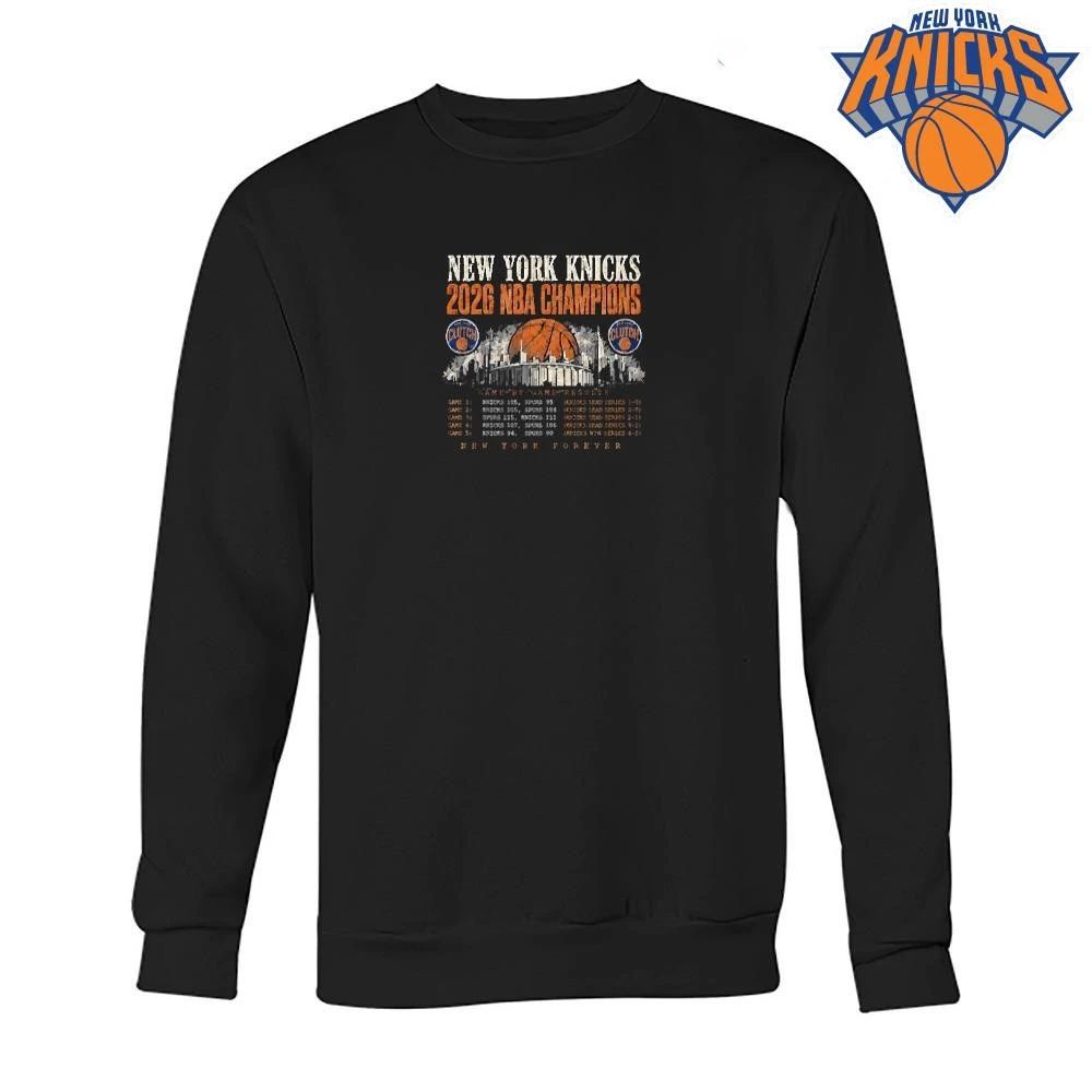 New York Knicks Champions NBA 2026 Game By Game Results Basketball Shirt