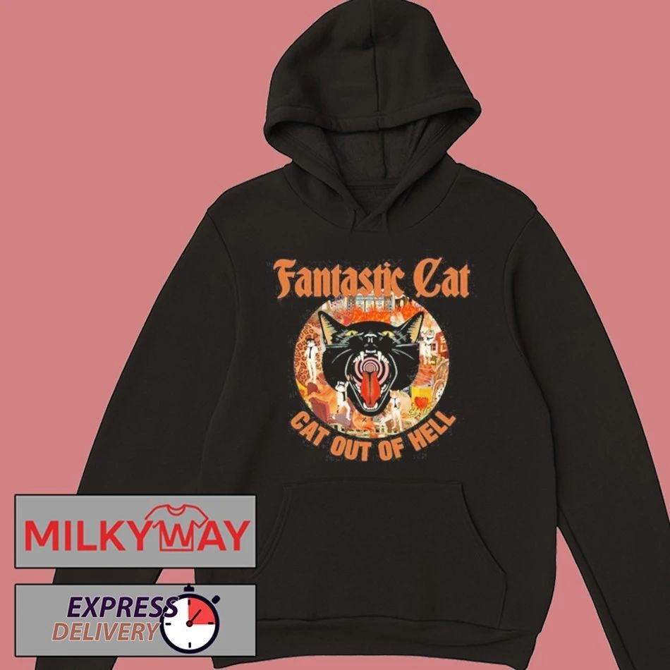 Fantastic Cat Black Tee Cat Out Of Hell shirt
