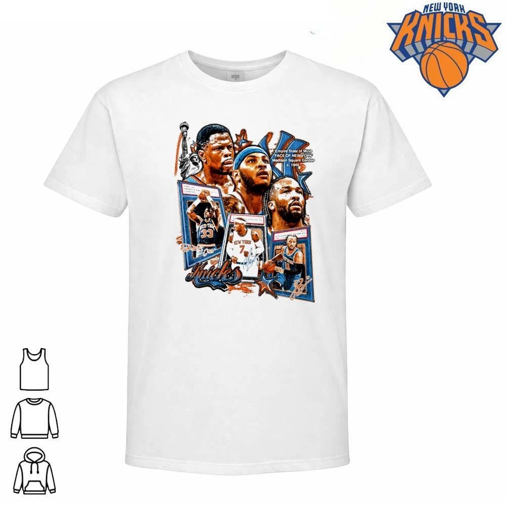 Patrick Ewing Carmelo Anthony Jalen Brunson New York Knicks Legends Trading Card Vintage Graphic T Shirt NBA Finals 2026