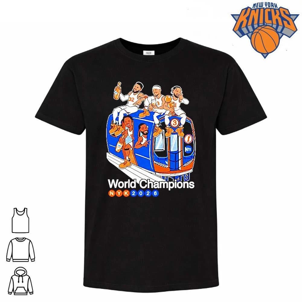 New York Knicks 2026 Nyk World Champions Duckboat Subway Cartoon Shirt