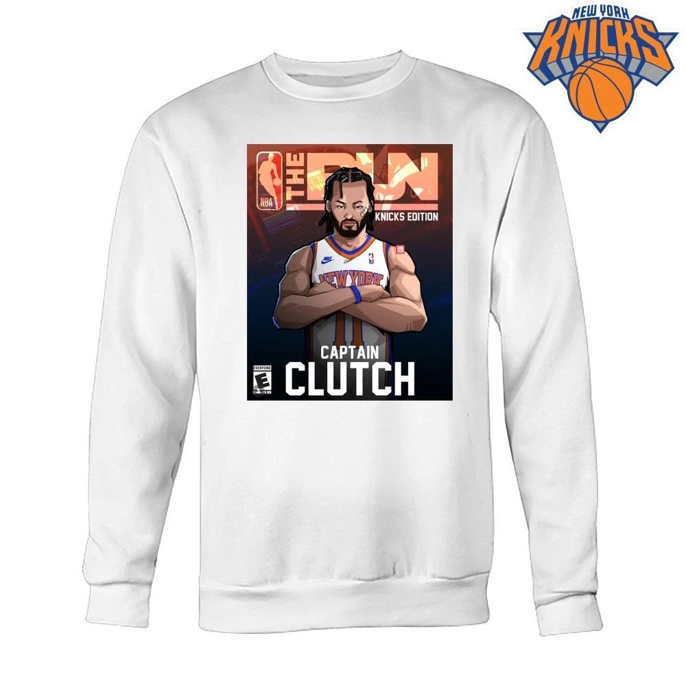 New York Knicks Jalen Brunson Captain Clutch The Pun Knicks Edition Video Game Cover Cartoon Graphic NBA Finals 2026 Shirt