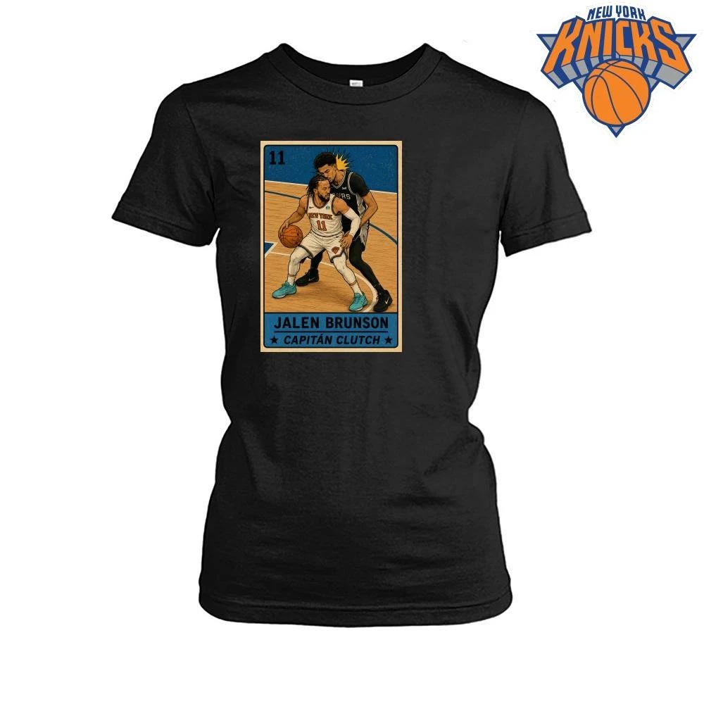 Jalen Brunson Capitán Clutch New York Knicks Basketball Graphic Shirt