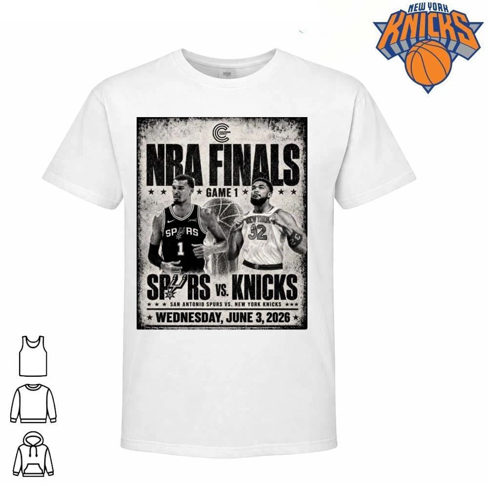 NBA Finals 2026 Game 1 San Antonio Spurs vs New York Knicks Victor Wembanyama Karl Anthony Towns Vintage Poster Shirt