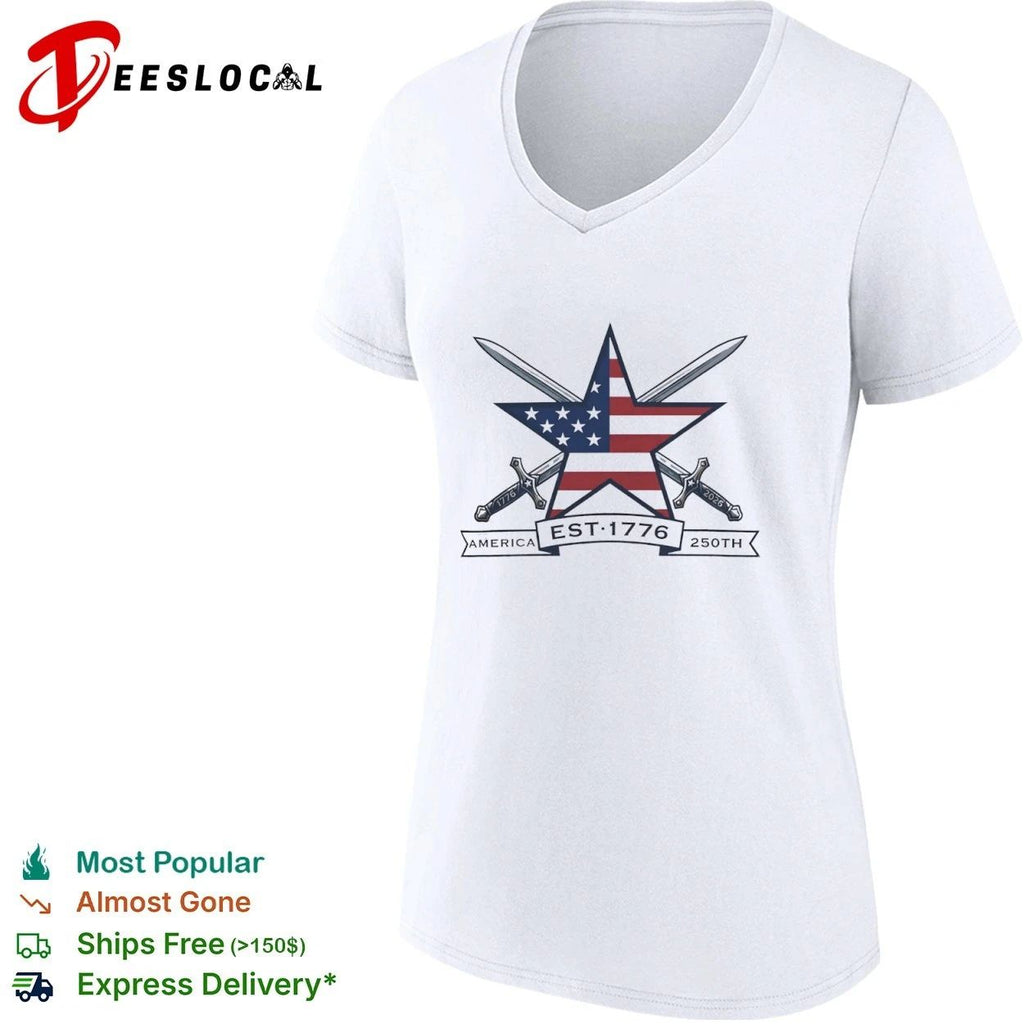 America 250th Anniversary Est 1776 2026 Patriotic Star Crossed Swords T-shirt