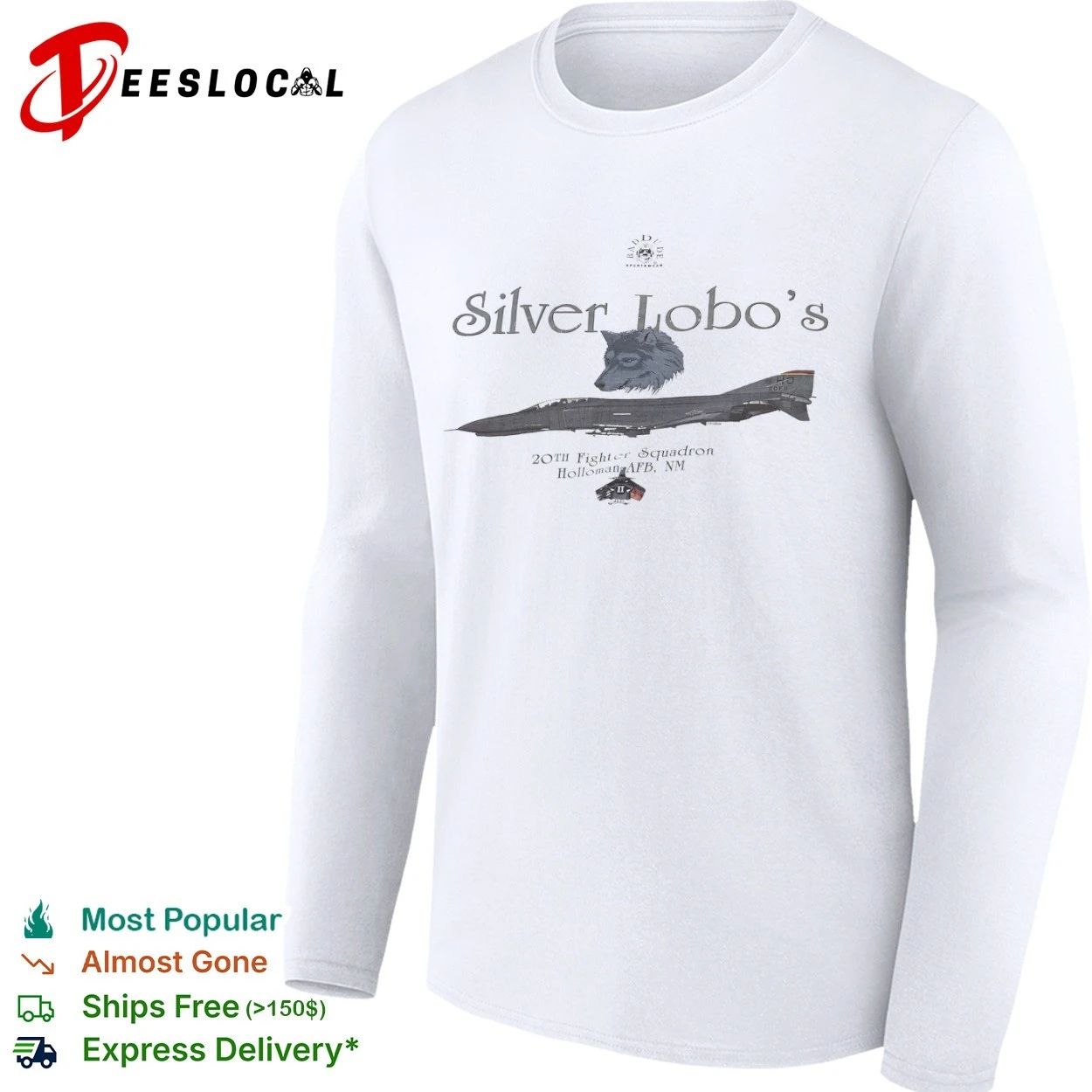 Baddude Sportswear Silver Lobo’s 20th Fighter Squadron Holloman AFB NM T-shirt