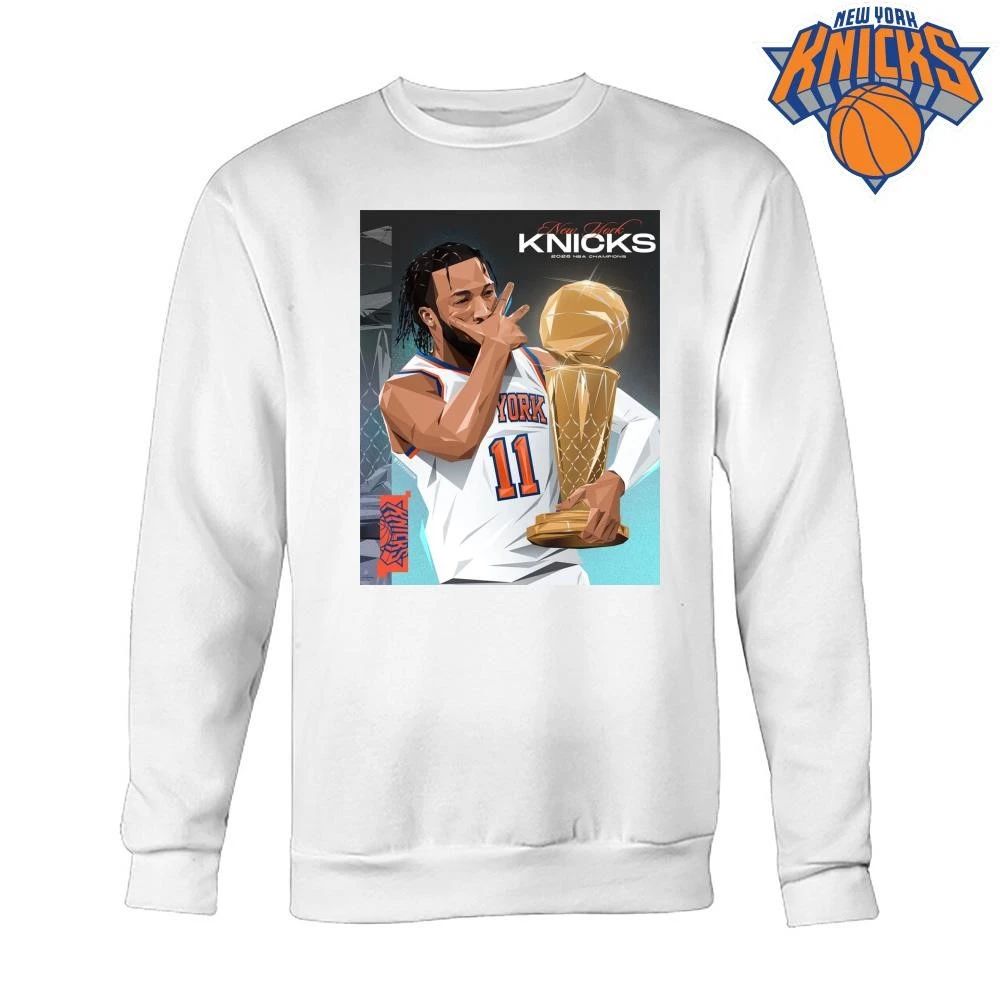 New York Knicks Jalen Brunson 11 Champions NBA 2026 Trophy Graphic Tee Shirt